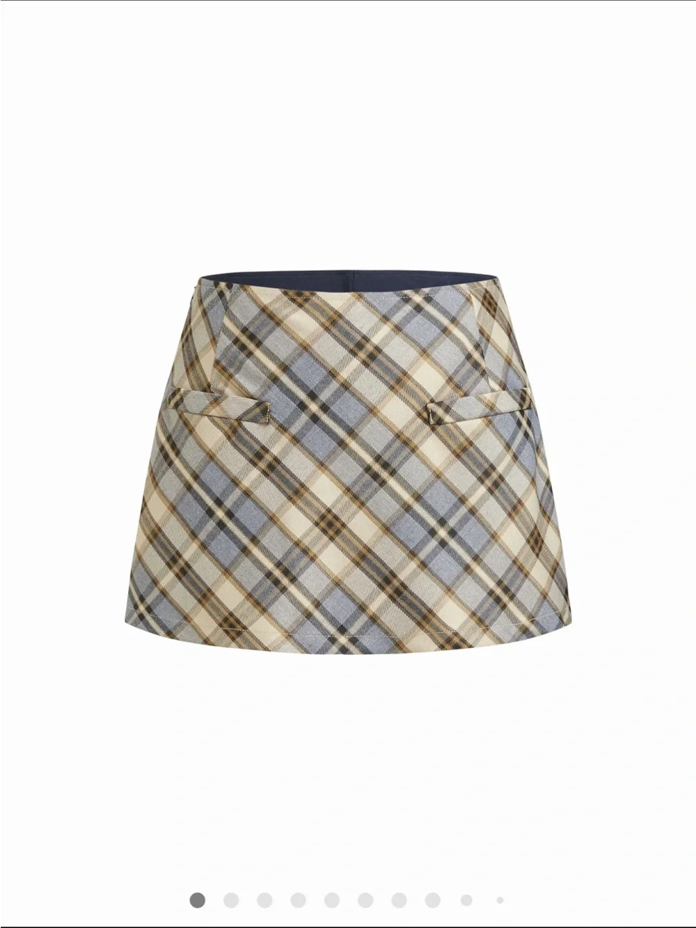 Cider Plaid Mini Skirt in Beige, Black and Cream